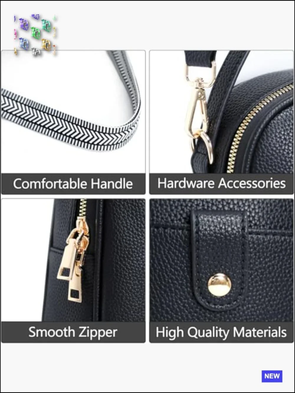 Vegan Leather Crossbody Bag Multi Compartment Lightweight Chic Casual Purse - Picture 3 of 6